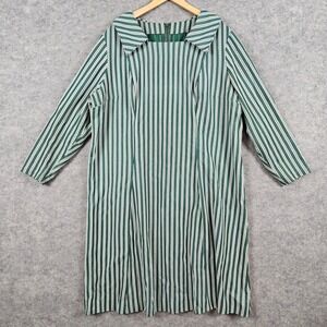 Vintage Unbranded Green/White Striped Dress Women's‎ Mod Retro Style ZIPPER PULL